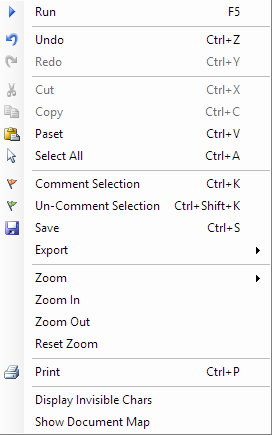 editor context menu